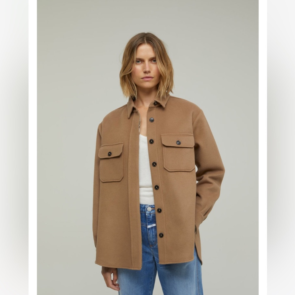 CLOSED NWT “Kally” Italian Doubleface Shirt Jacket, XS, Brown